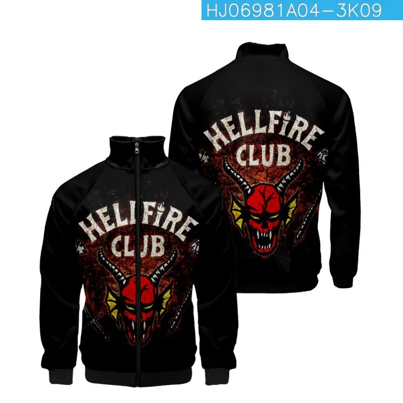 

TV Show Stranger Things Season 4 zip hoodie Teens Boys Girls Stand Collar Hellfire Club Jackets Casual Men Clothes