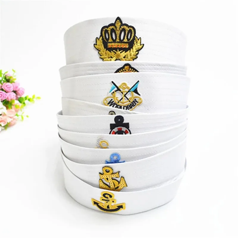 Navy Hat Cap Military Hats Stage Performing Double Flags and Arrows White Sailor for Adult Kids Doughboy | Аксессуары для одежды