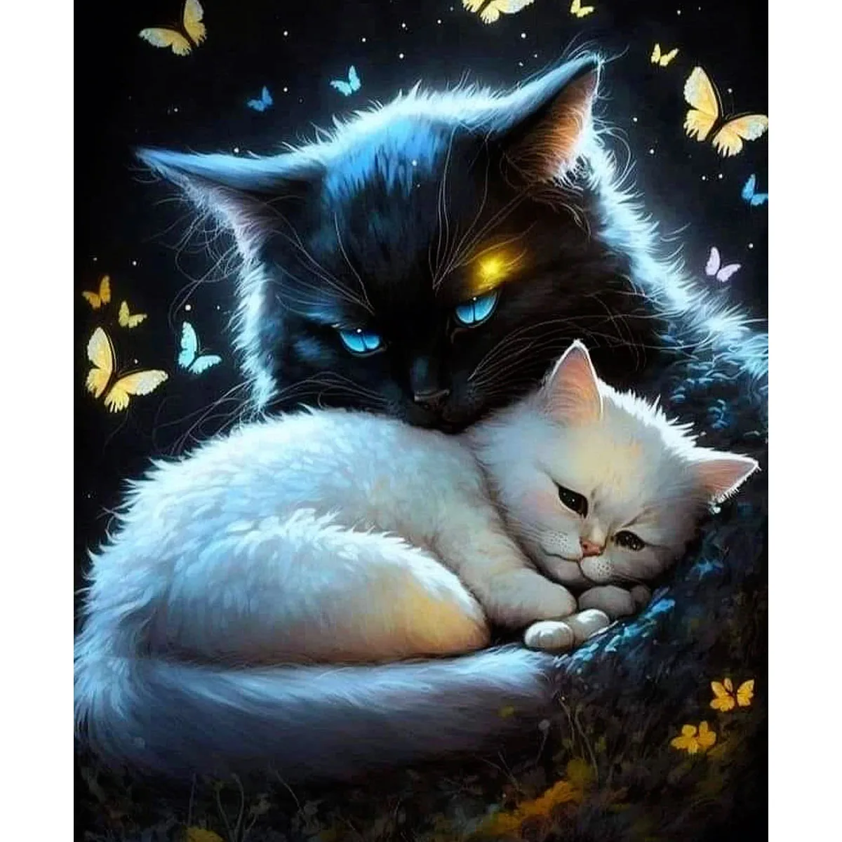 

Sunature 5D Full Square Round Drills Cat Diamond Painting Poured Glue Canvas