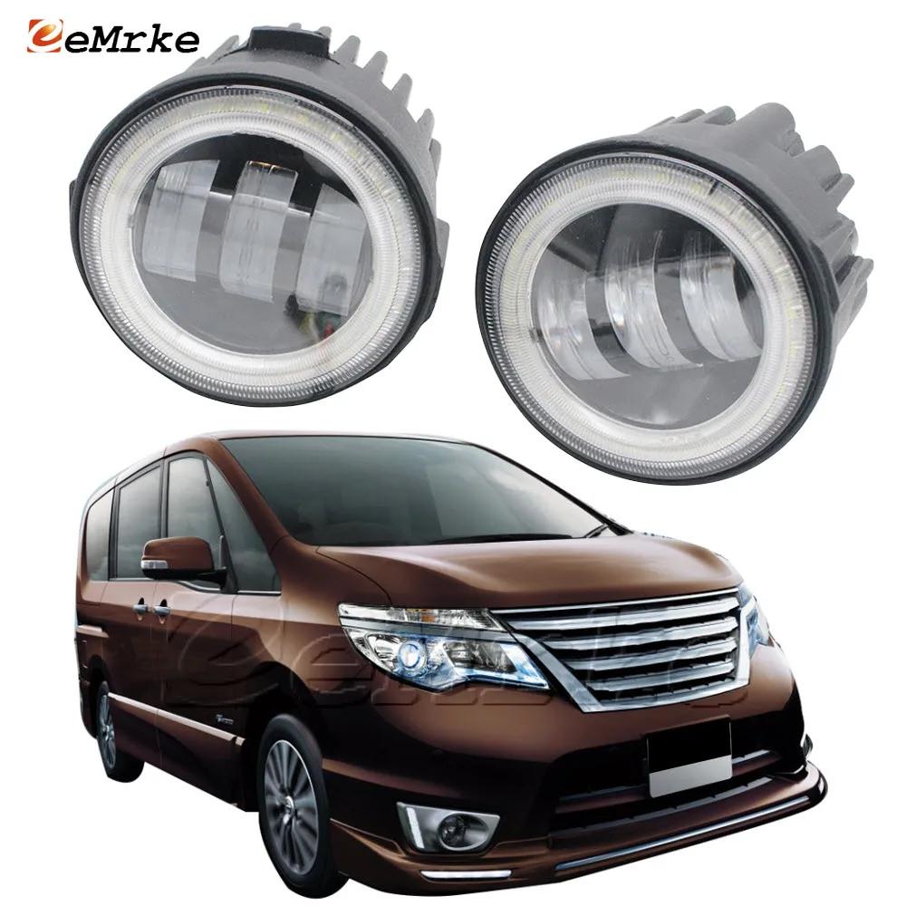 

LED Fog Lights Assembly with Lenses for Nissan Serena Hybrid C26 2013 2014 2015 2016 Led Angel Eyes DRL Daytime Running Lights