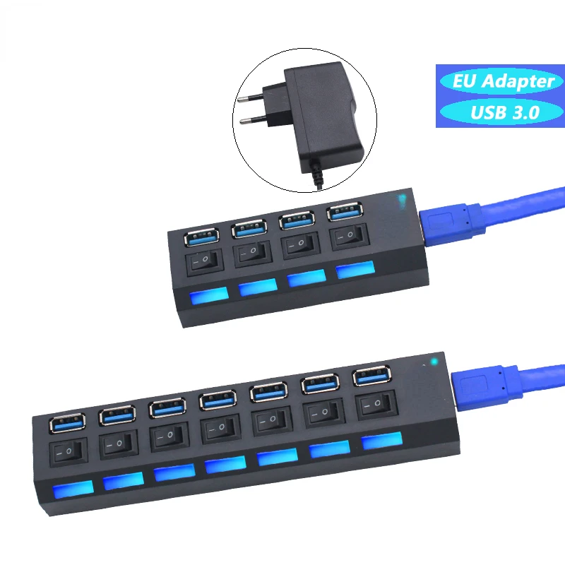 

Original 3.0 Hub High Speed Hub 4/7 Ports Multiple 3.0 Hub Switch USB 3 Hub Use Power Adapter USB Extender For PC Laptop