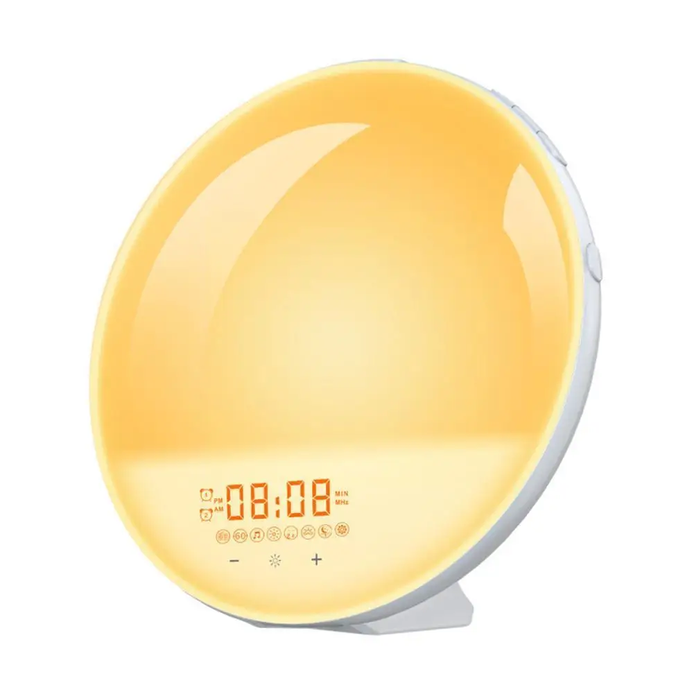 

Simulate Sunrise Night Light Digital Wake Up Light Fm Clock Port Workday Alarm 7 Light Charging Clock Radio Usb Alarm Color H9l3