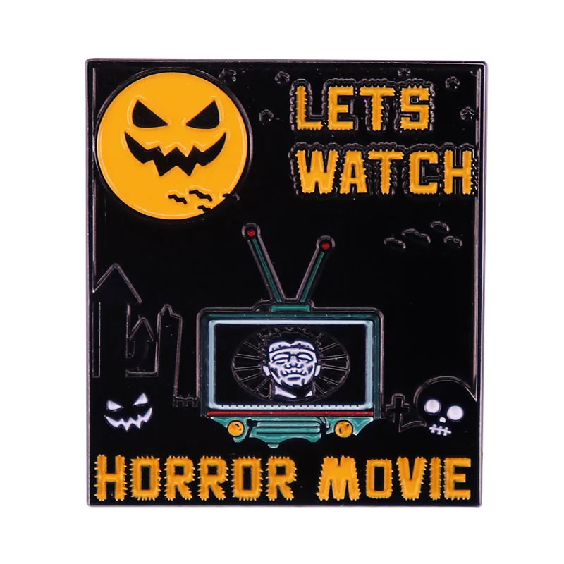 

Let's Watch a Horror Movie Gothic Art Enamel Pin Wrap Clothing Lapel Brooch Exquisite Badge Fashion Jewelry Friend Gifts