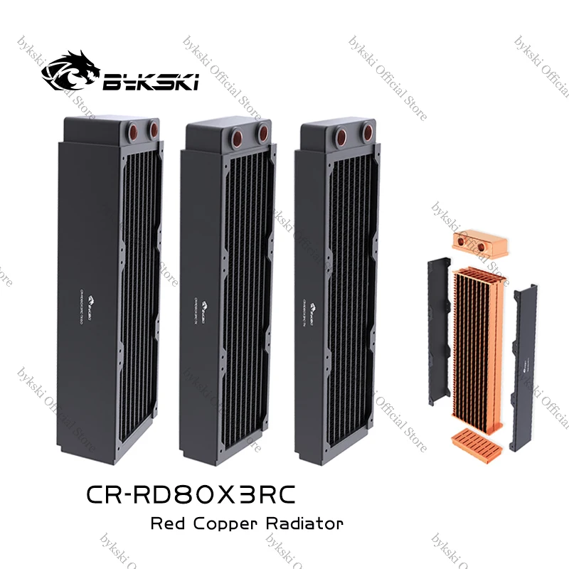 

Bykski 240mm Copper Radiator 30/40/60mm Thick for 80mm Fan Server PC Water Cooling Heatsink Thermal Conductivity 108.9w/m.k