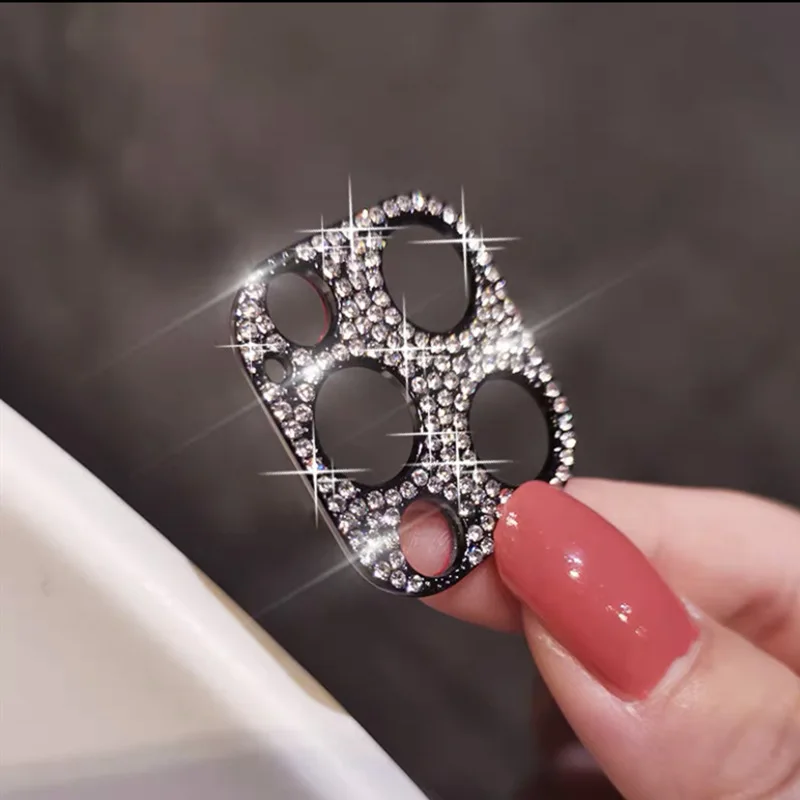 NEW 1PC 3D Crystal Glitter Stone For iPhone 11 12 Mini Pro Max Fashion Bling Diamond Lens Protection Camera Protector PC Cover