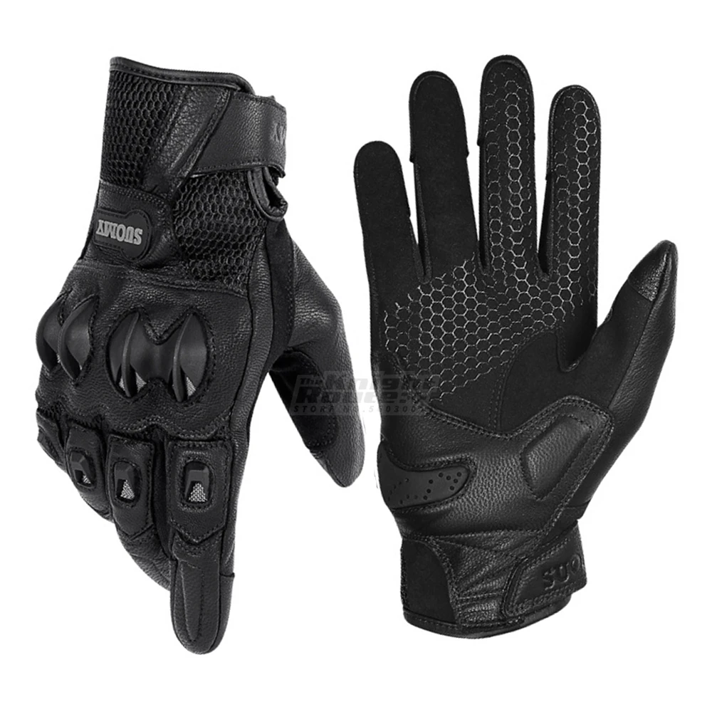 

Black Retro Motorcycle Gloves Vintage Leather Moto Motorbike Full Finger Touch Screen Gloves Guantes Men Racing Motocross Gloves