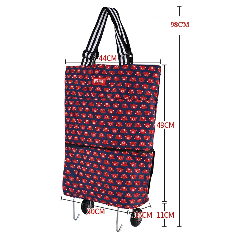 

Портативная складная корзина для покупок с колесами, выдвижная водонепроницаемая сумка-Органайзер для продуктов, сумка для пикника на открытом воздухе
