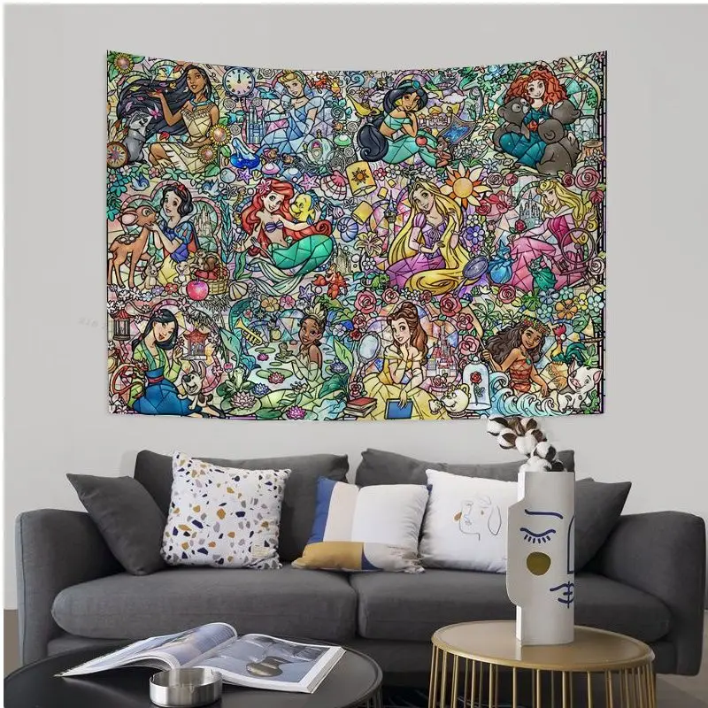 Гобелены настенные с мультяшными героями Диснея принцессы хиппи японский