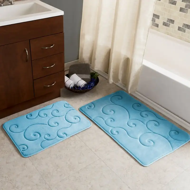 

of 2 Bathroom Rugs – Non-Slip Memory Foam Bath Mats, Tapete de banheiro Rug gripper Bath matt Rug for bathroom Mat Bath rug To