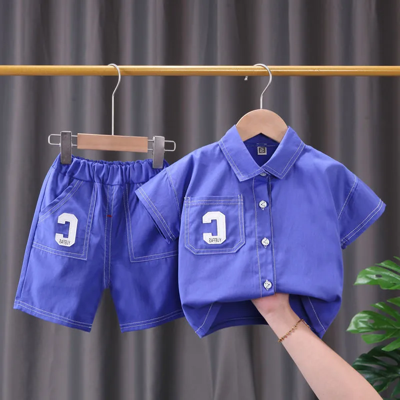 

Костюм детский летний из футболки с круглым вырезом и шортов