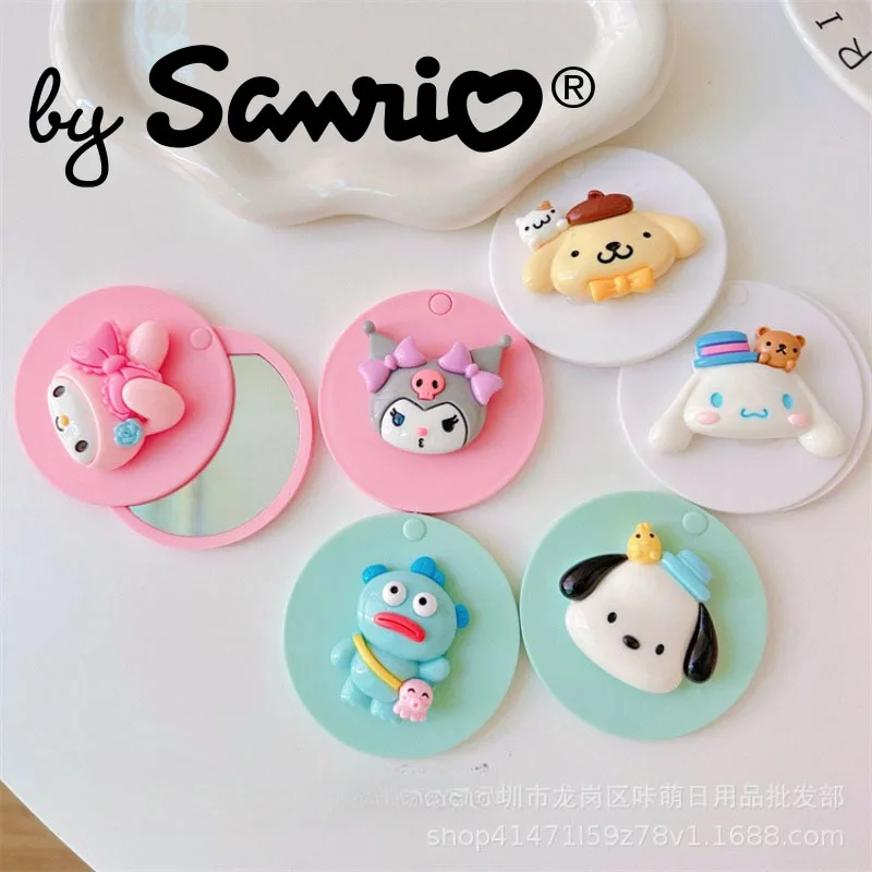 

Sanrio Kuromi Cinnamoroll PompomPurin Makeup Mirror Folding with Comb Carry on Portable Anime Kawaii Cute Creative Multifunction