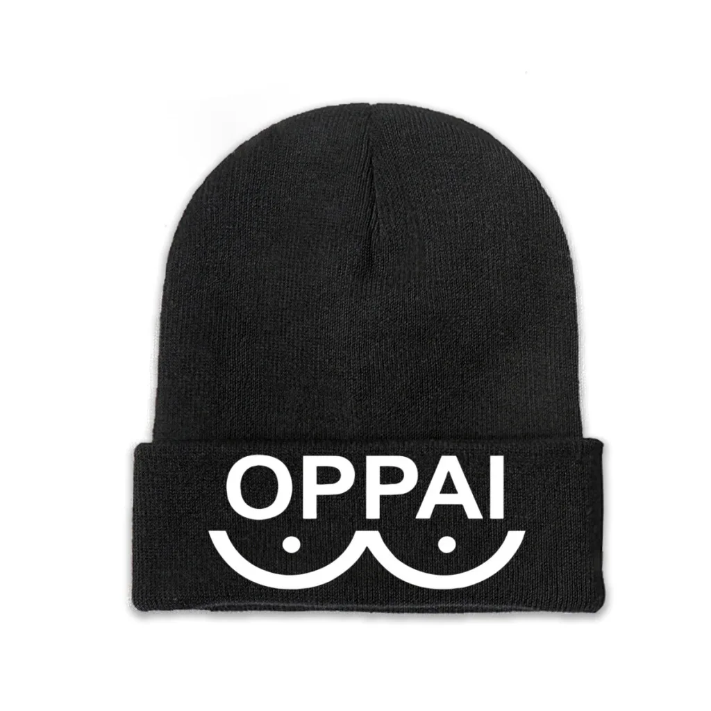 

OPPAI One Punch Man Knitted Hat for Women Men Beanie Winter Hat Polyester Saitama OPM Anime Manga Warm Cap