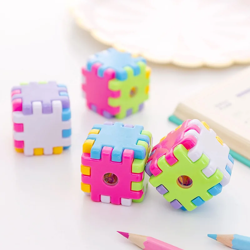 

3pcs Pencil Sharpeners Blocks Boy Girl Stationery Birthday Party Favors Toddlers Teacher Rewards for Kids Cute School Supplies