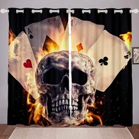 skull windows drapes skull bones playing card flame curtains for bedroom living room for kids boys adults skull pattern curtains