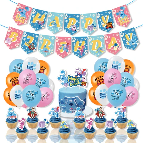 Синие подсказки, аксессуары для украшения, баннер, надувной шар, синяя пятнистая собака, Детские воздушные шары, Детские сувениры