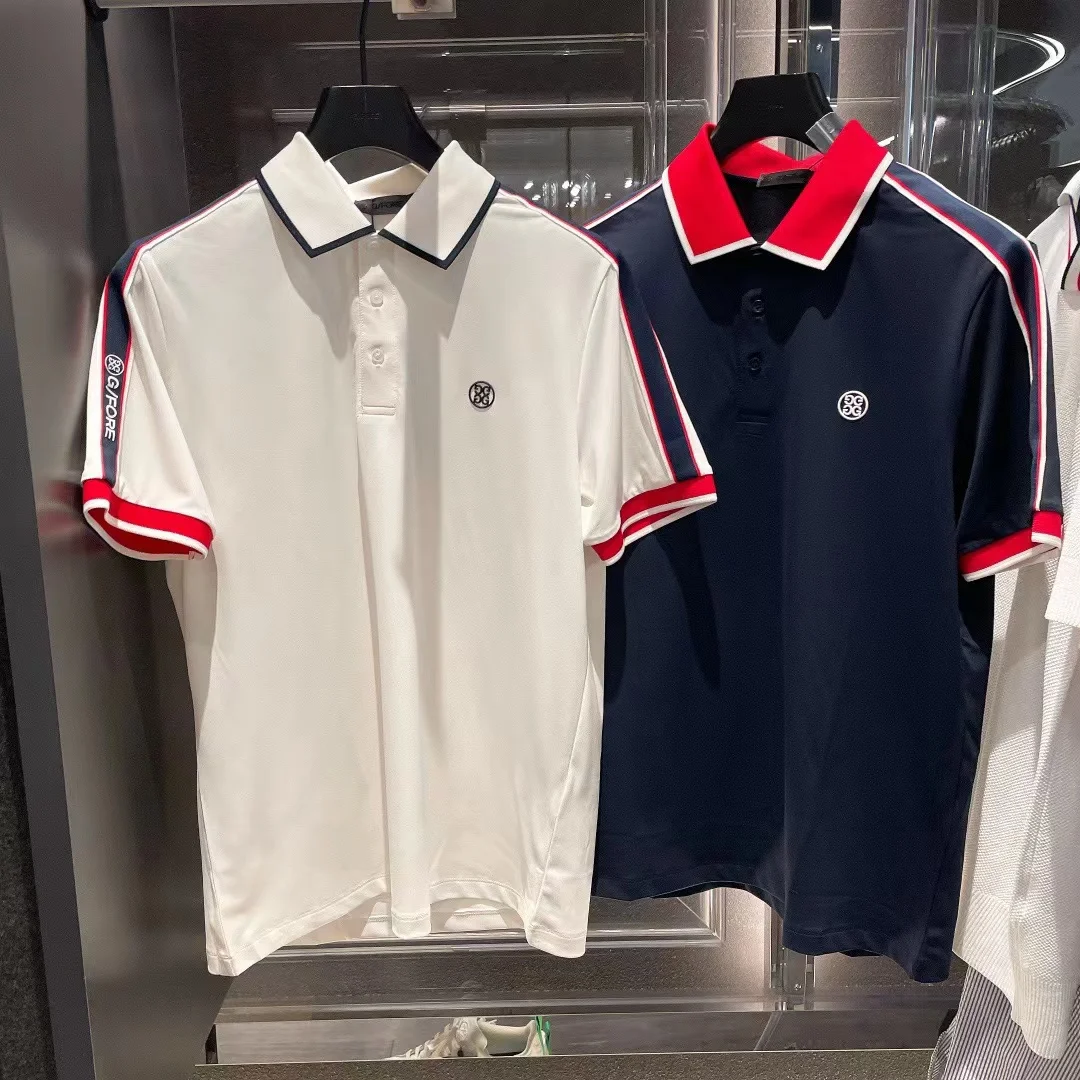 

Новые корейские мужские футболки для гольфа с коротким рукавом, повседневная мужская одежда с отворотом, летние спортивные быстросохнущие ...