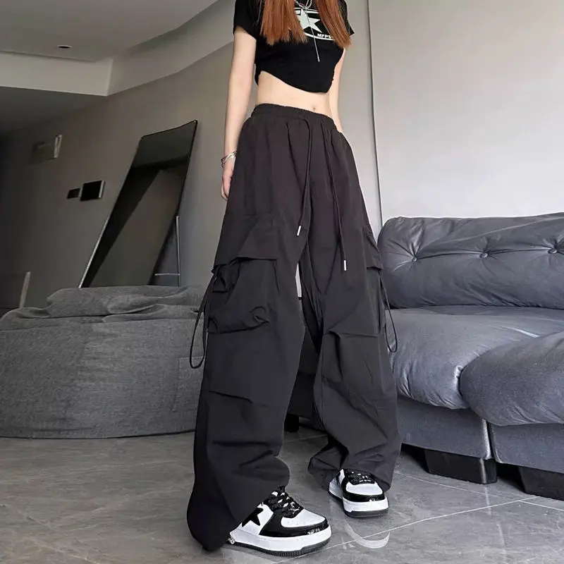 Women's Y2K Clothes Cargo Pants Summer Thin Loose Skinny Straight Wide Leg Casual Quick Dry Straight Leggings Korean Style