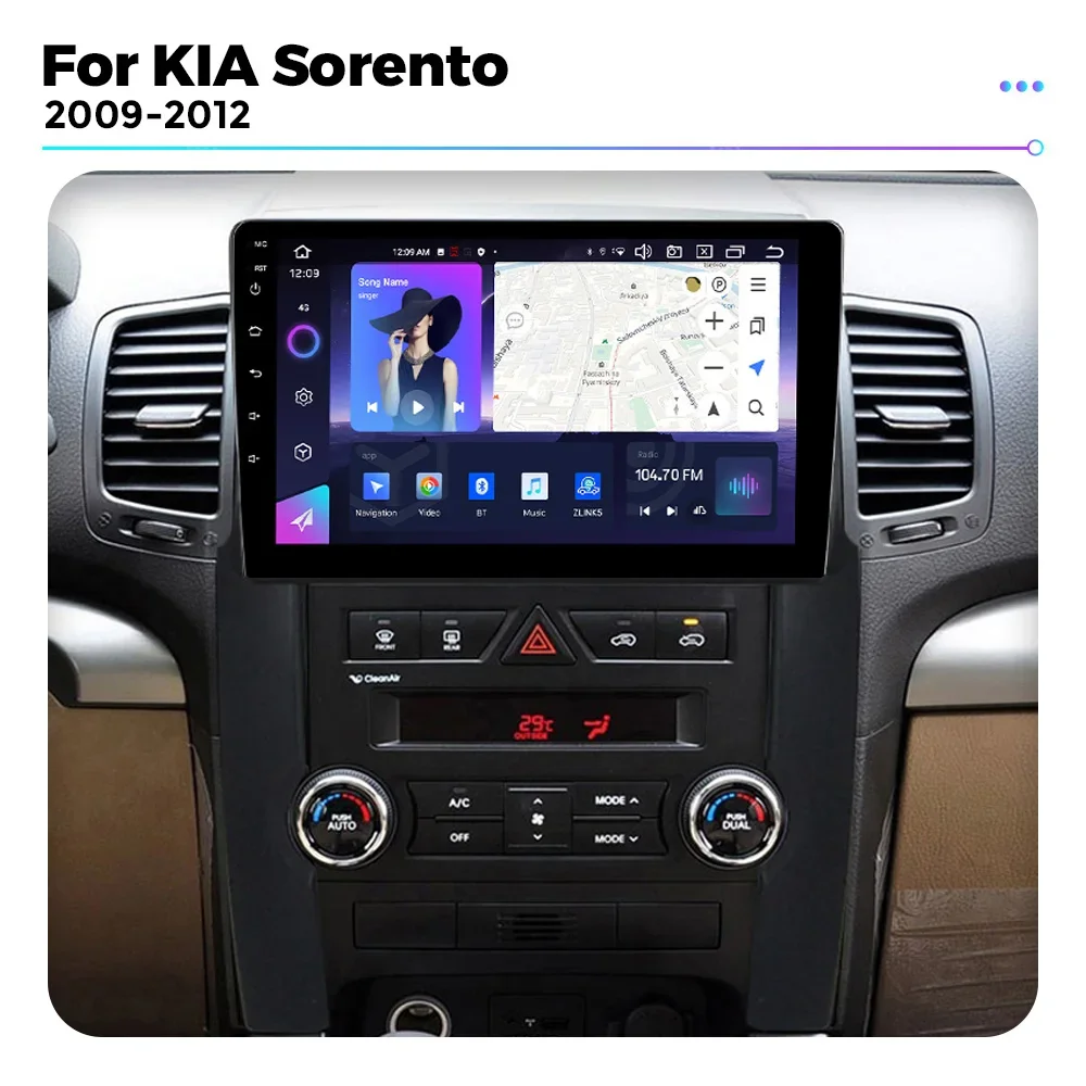 Беспроводной автомобильный Android-радиоприемник GPS-навигация BT5.0 для KIA Sorento 2 2009-2012