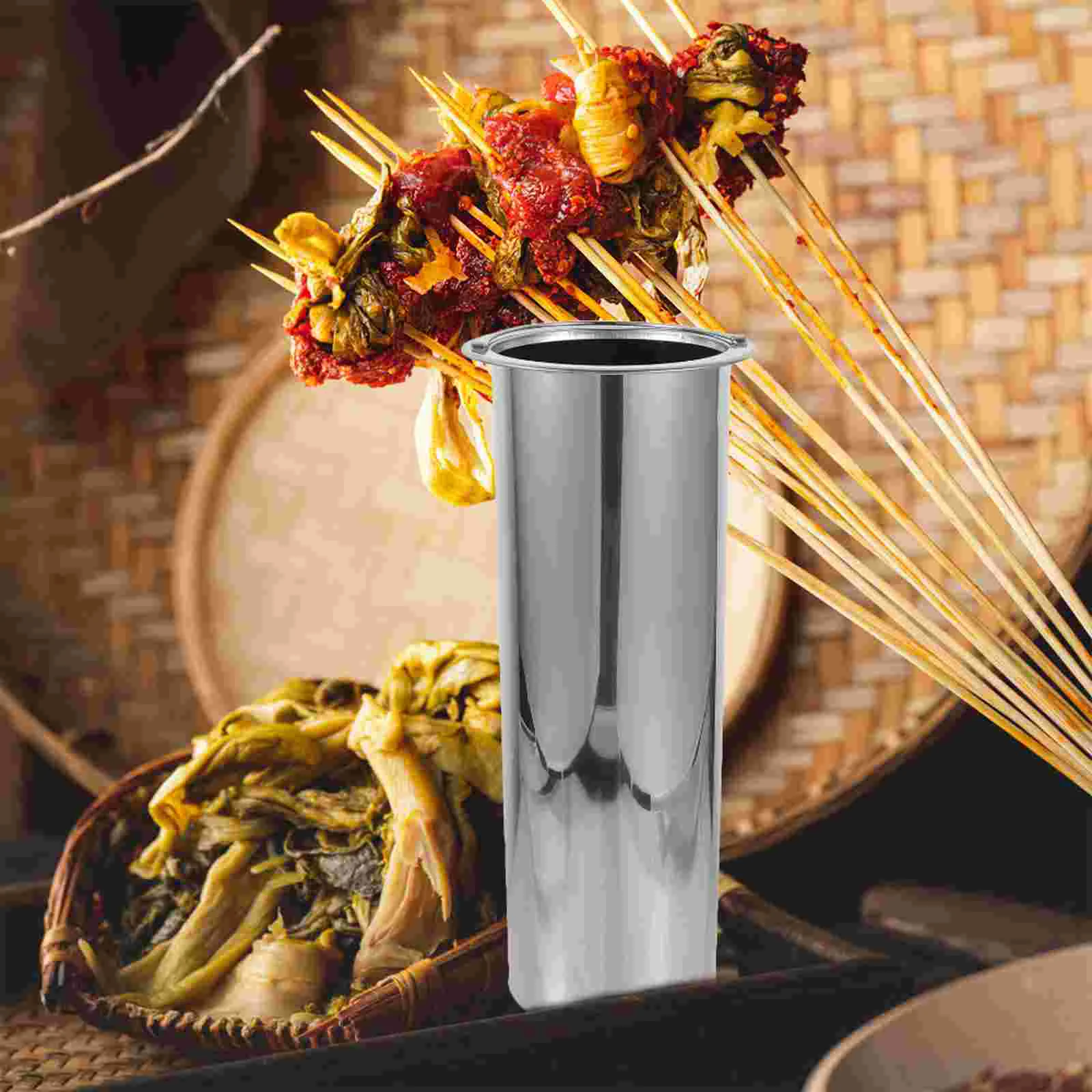 

Reusable Portable Sturdy Barbecue Accessories BBQ Sticks Bucket Sticks Container Metal Sticks Bucket