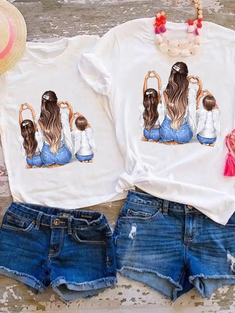 

Family Matching Outfits Tee Graphic T-shirt Women Girls Boys Kid Child 90s Son Daughter Summer Mom Mama Clothes Clothing