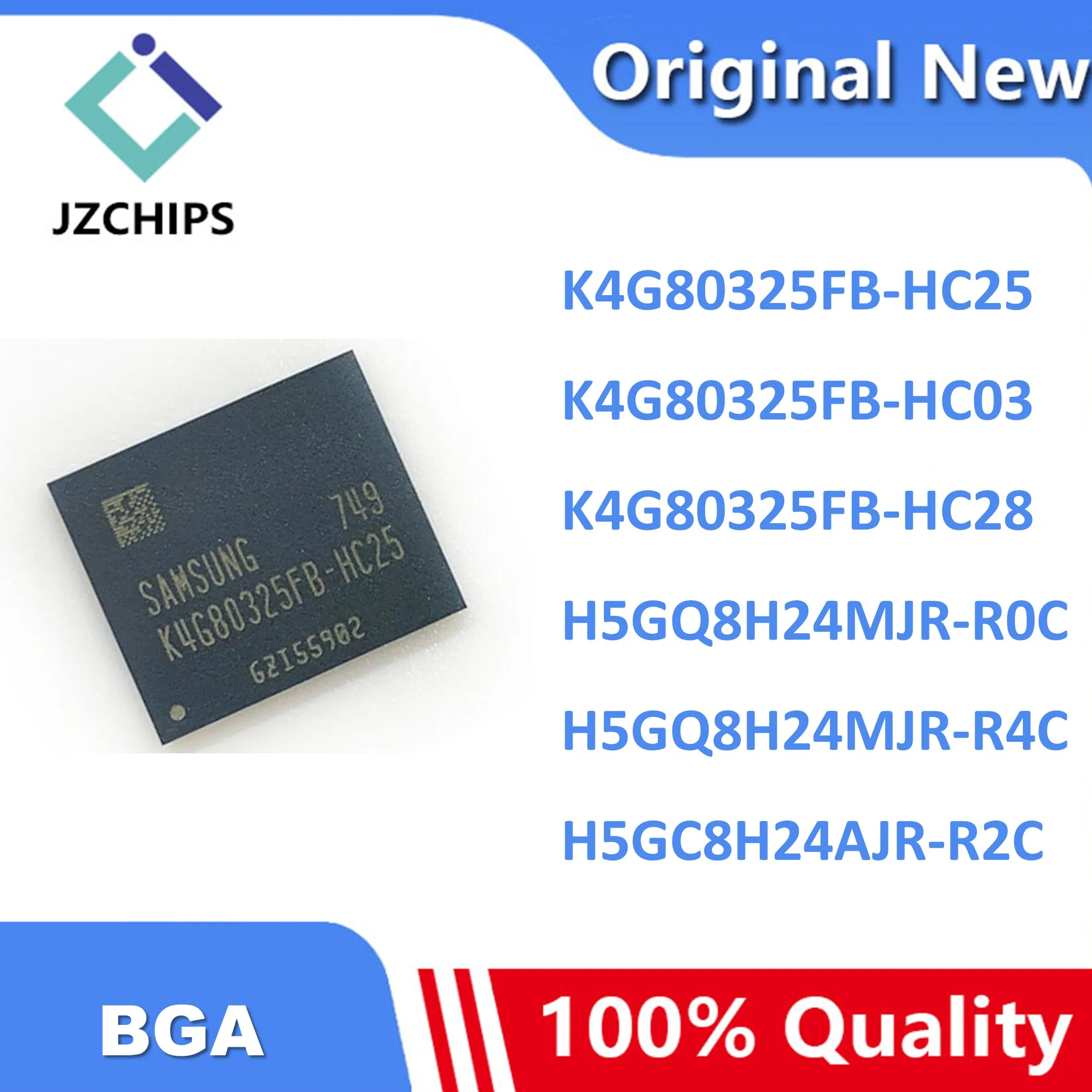 1Pcs 100% New K4G80325FB-HC03 K4G80325FB-HC25 K4G80325FB-HC28 H5GQ8H24MJR-R0C H5GQ8H24MJR-R4C H5GC8H24AJR-R2C BGA ic Chipset