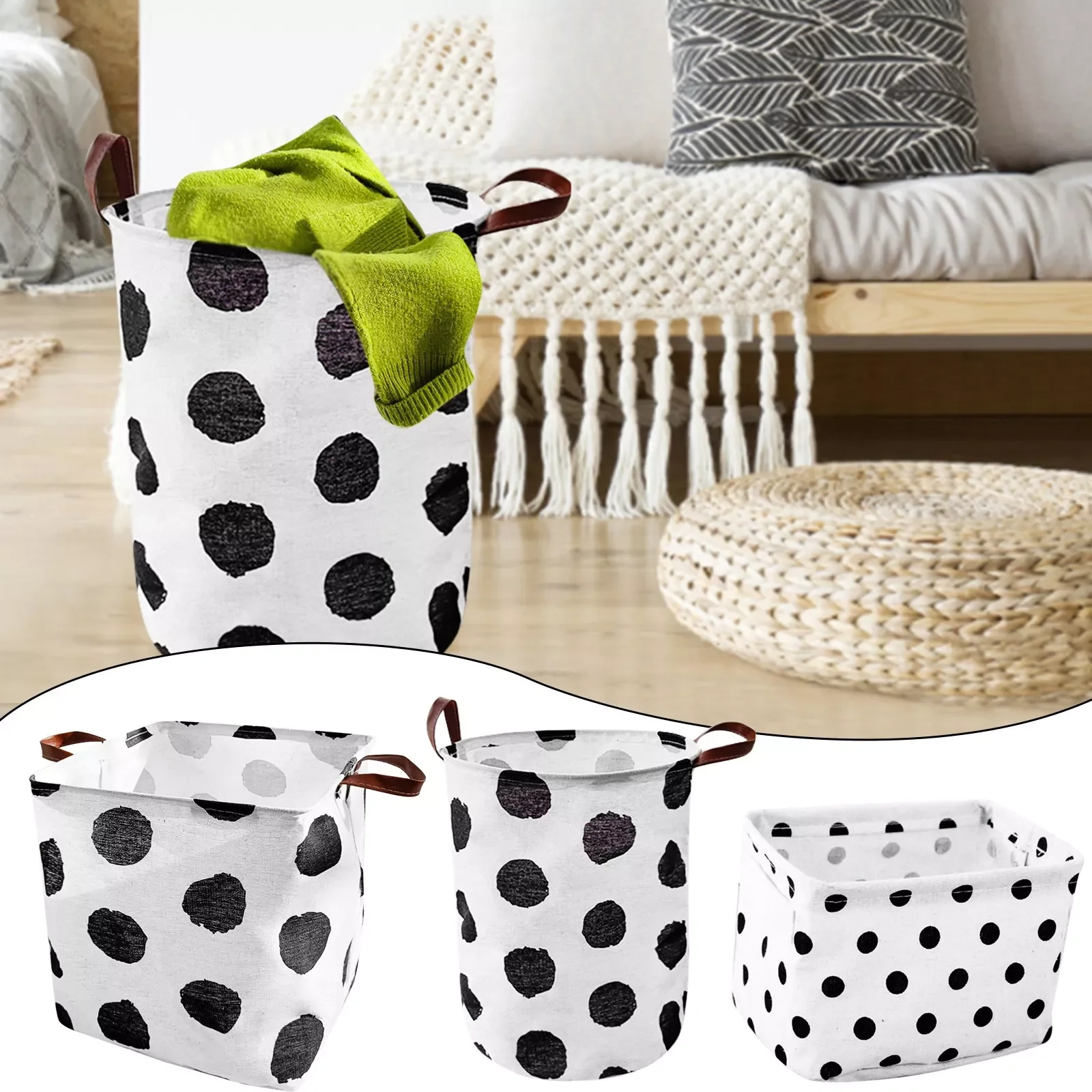 

2022Large Storage Baskets Laundry Baskets Laundry Hamper With Imitation Leather Handles Toy Storage Clothes Hamper For Boys Girl