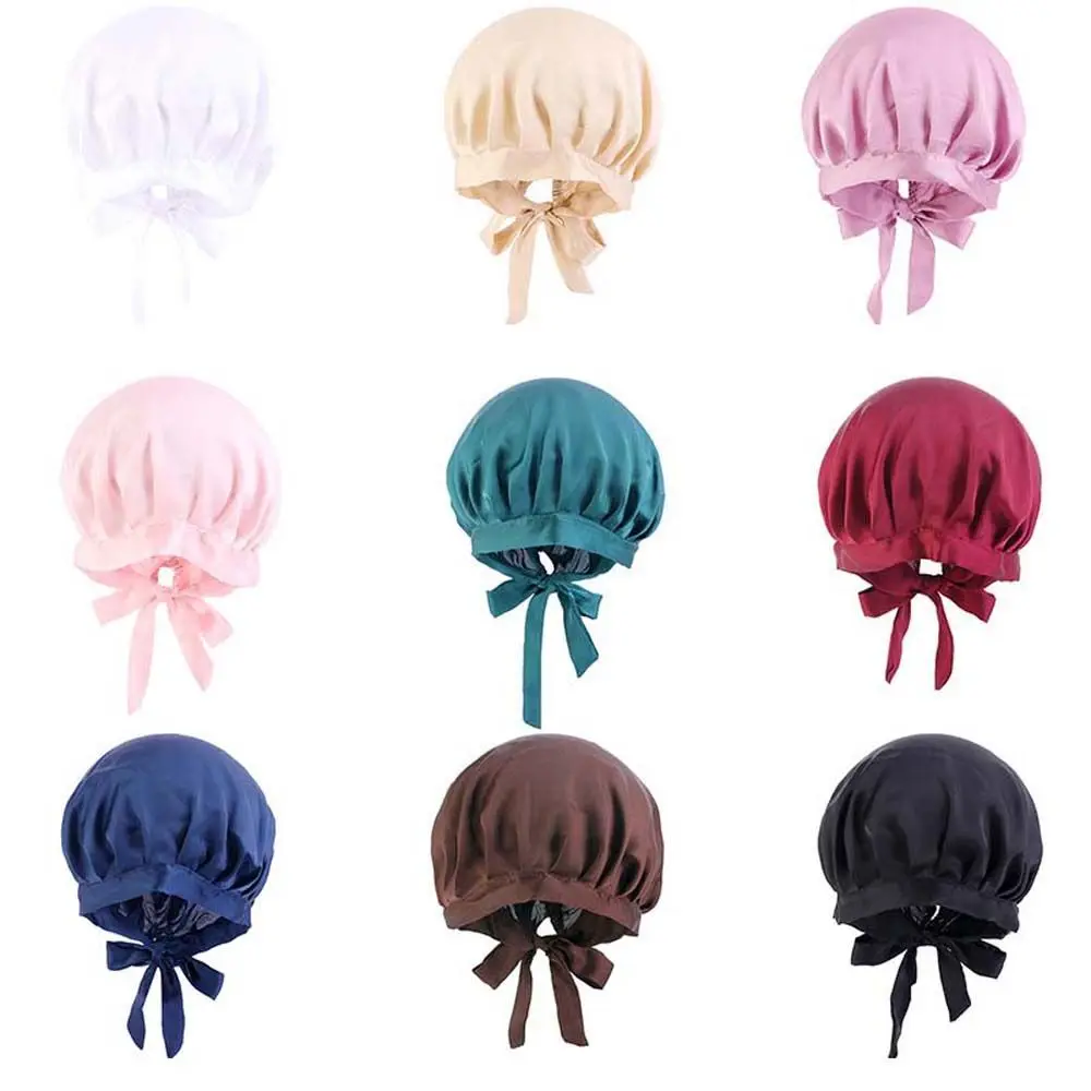 

1PC Multi Color Soft Imitation Silk Nightcap New Elegant Adjustable Sleeping Cap Women Shower Headwear