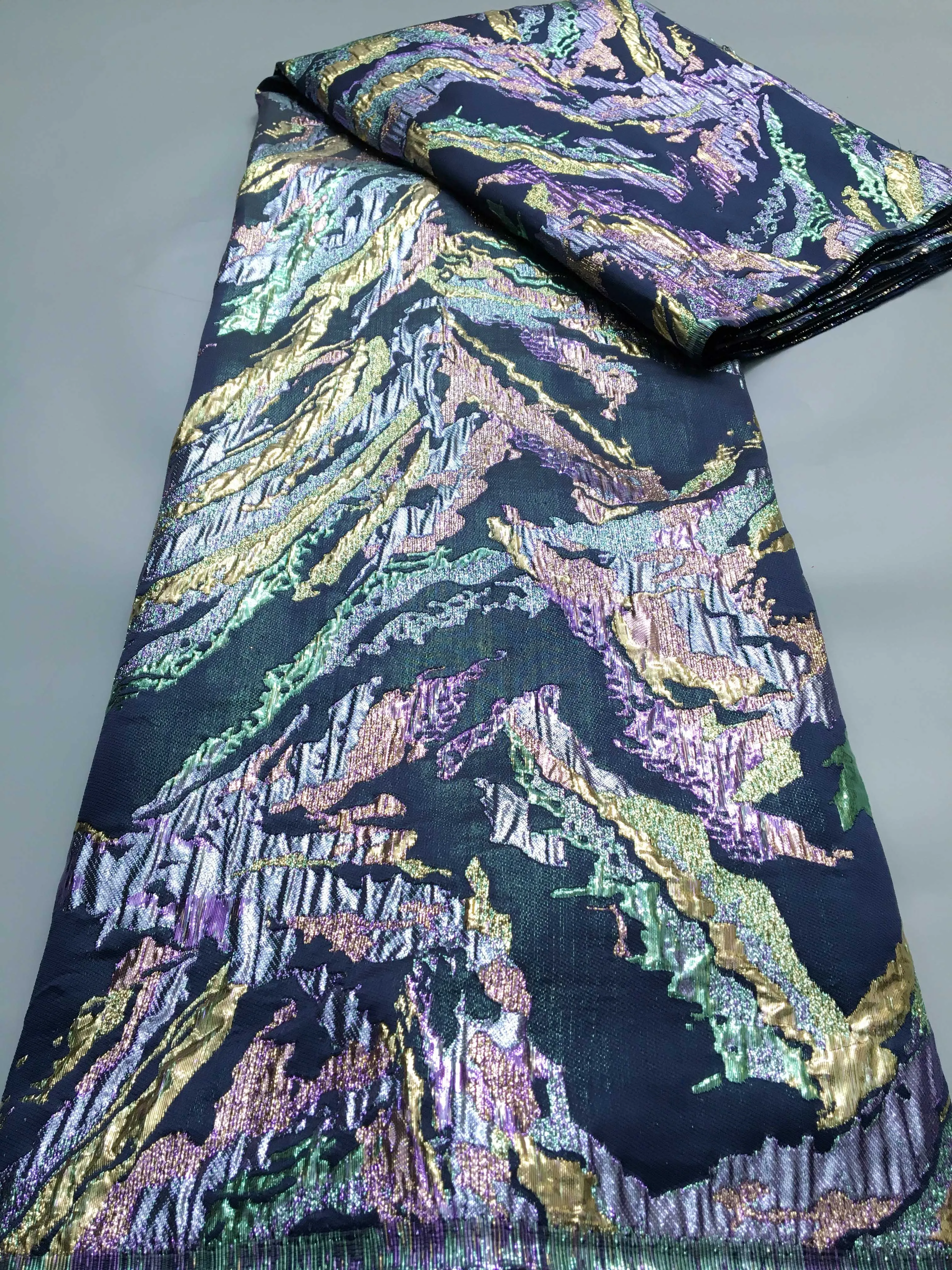 Kalume жаккардовая кружевная ткань Африканский нигерийский Тюль с позолотой 2024