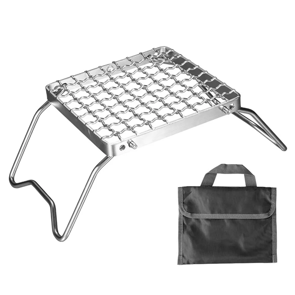 

Backpacking Outdoor Picnic Stainless Steel Folding Grill With Storage Bag Home Mini Grate Encrypted For Camping Barbecue Tool