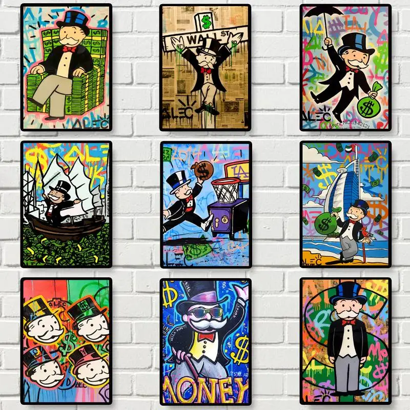 

Монопольный плакат доллар Alec, плакат, печать, настенные картины, гостиная, украшение для дома, маленький