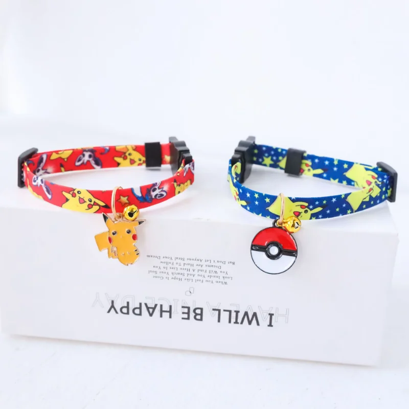 

1pcs Pokemon Adjustable Pikachu Cat Collar Pokeball Pendant Cute Fashion Safety Buckle Necklace Small Puppy Kitten Pet Supplies