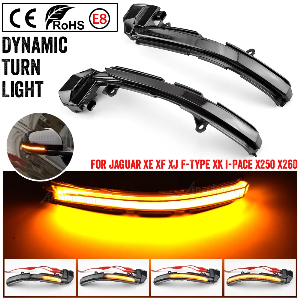 

2pcs LED Dynamic Side Mirror Sequential Indicator Blinker Light Fit for Jaguar XE XF XJ F-TYPE XK XKR I-PACE X250 X260