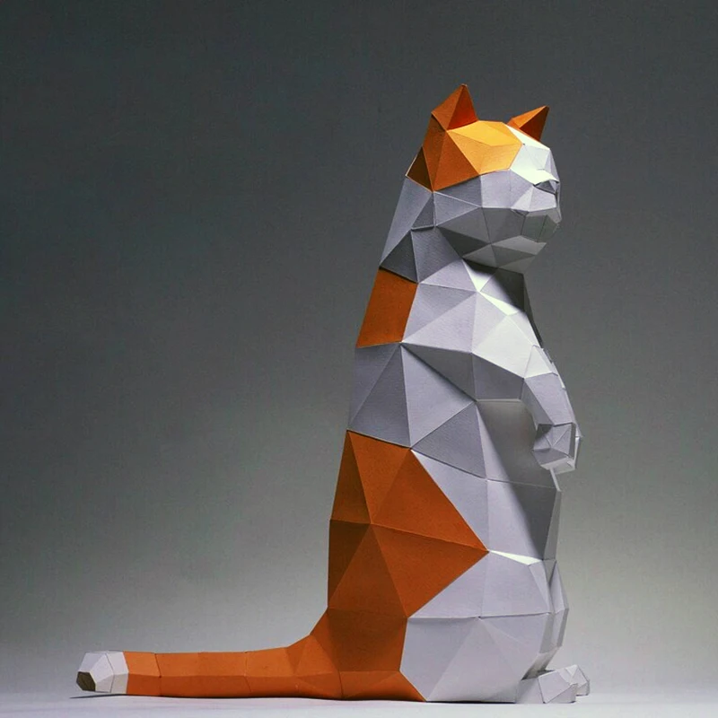 Кошка животное котенок бумажная модель Papercraft 3D домашний декор украшение для