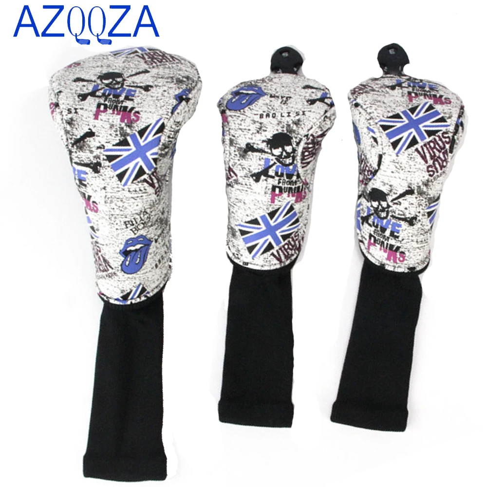 3Pcs/Set Golf Head Covers for Driver/Fairway Wood/Iron/Hybrid/Putter Creative British UK Flag Pattern Club Headcover