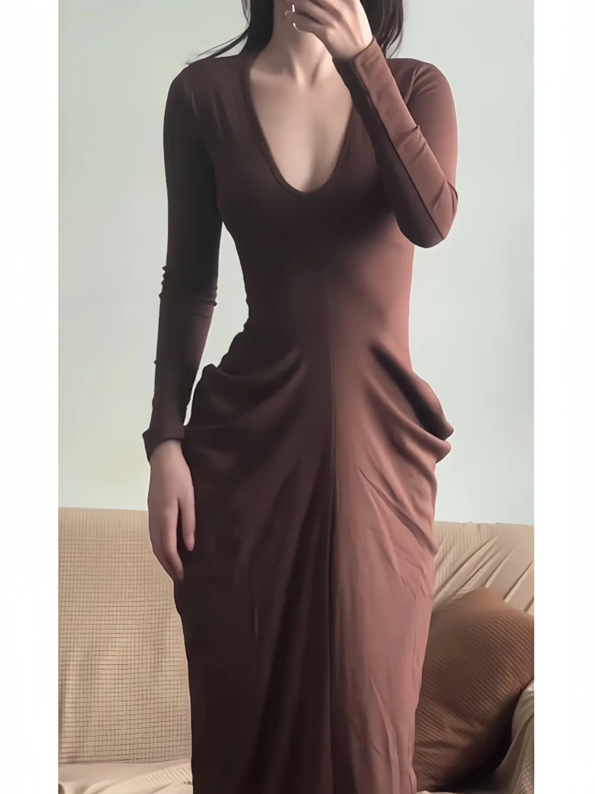 Французское платье Gyaru сексуальное облегающее талию с v-образным вырезом и