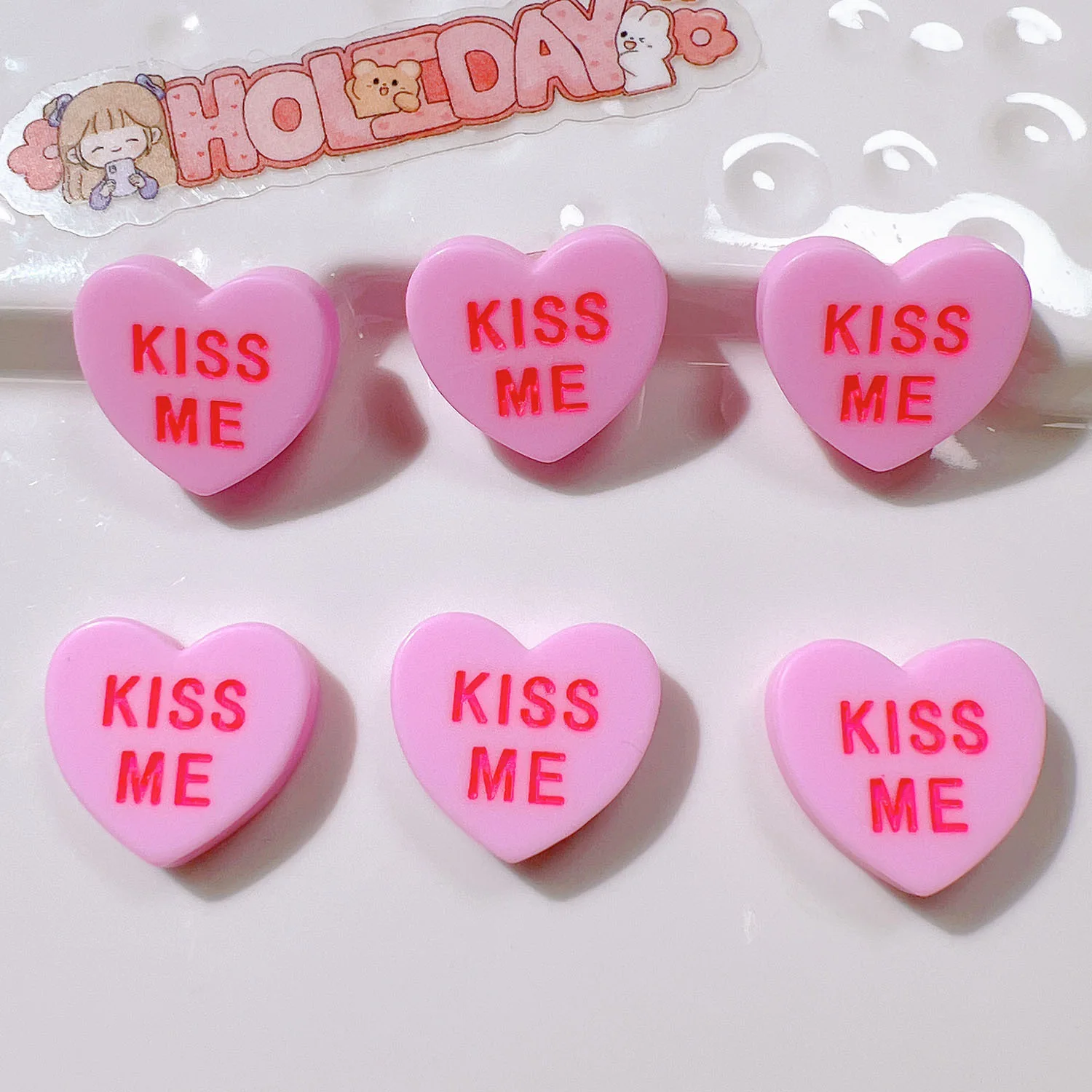 10 шт. новый милый мультяшный орнамент в форме сердца KISS ME серии с плоской задней