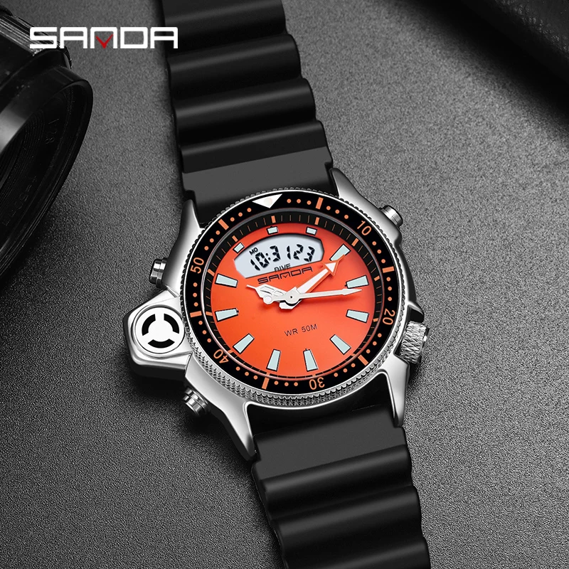 Sanda Модные мужские светодиодные цифровые часы повседневные уличные спортивные