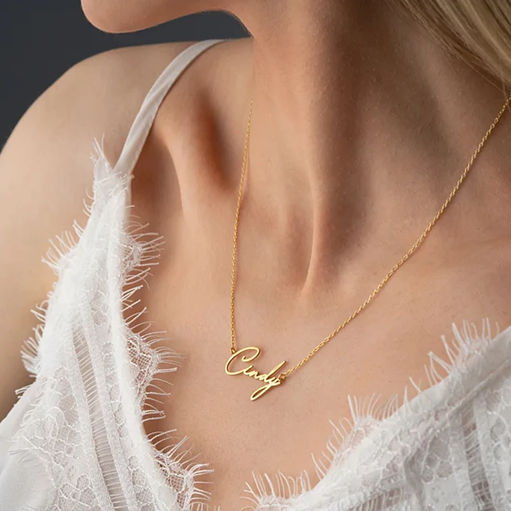 Stainless Steel Women's Custom Personalized Necklace Women's Neck Accessories Custom Name Pendant Necklace Wife Gift Jewelry