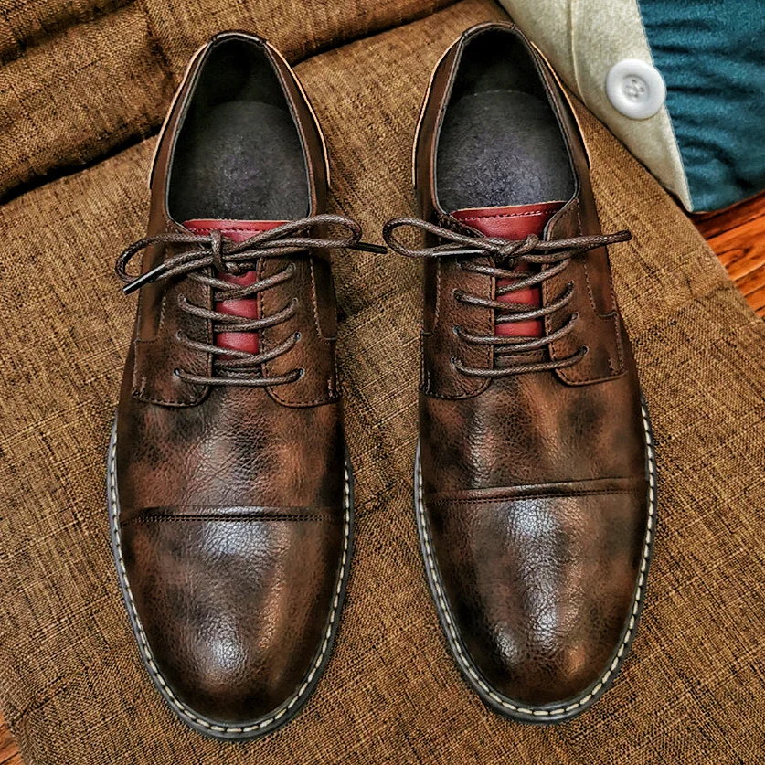 

Retro Men's Derby Shoes 2022 New Men Casual shoes Fashion Men Leather Shoes #AL6603