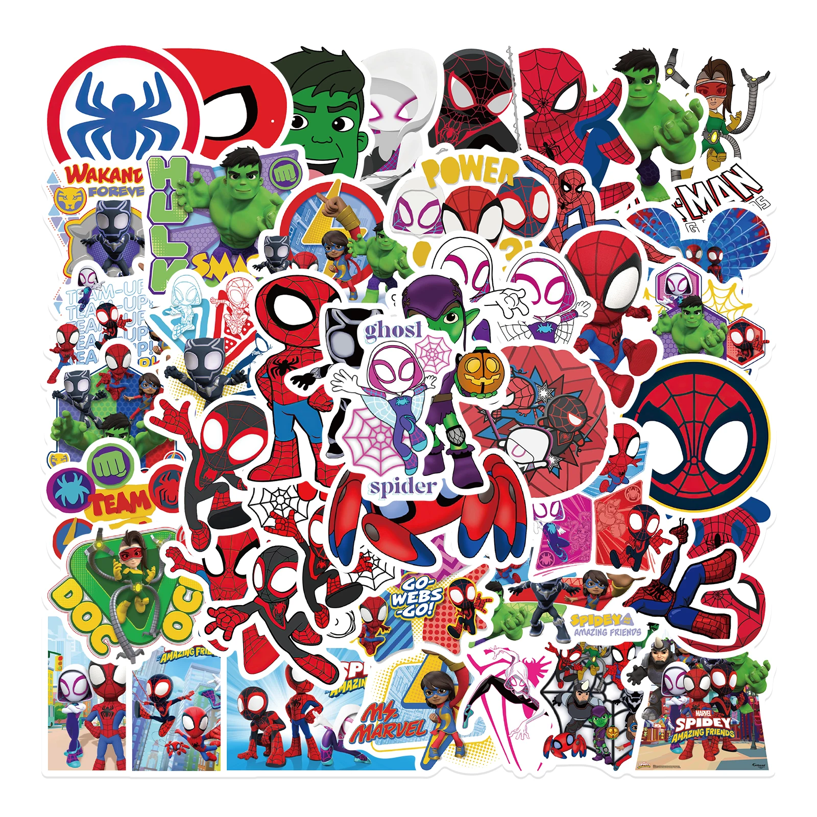 10/25/50PCS Cartoon TV Spiderman and His Amazing Friends Stickers For Laptop Luggage Waterproof Graffiti Sticker Decal Kid Toy