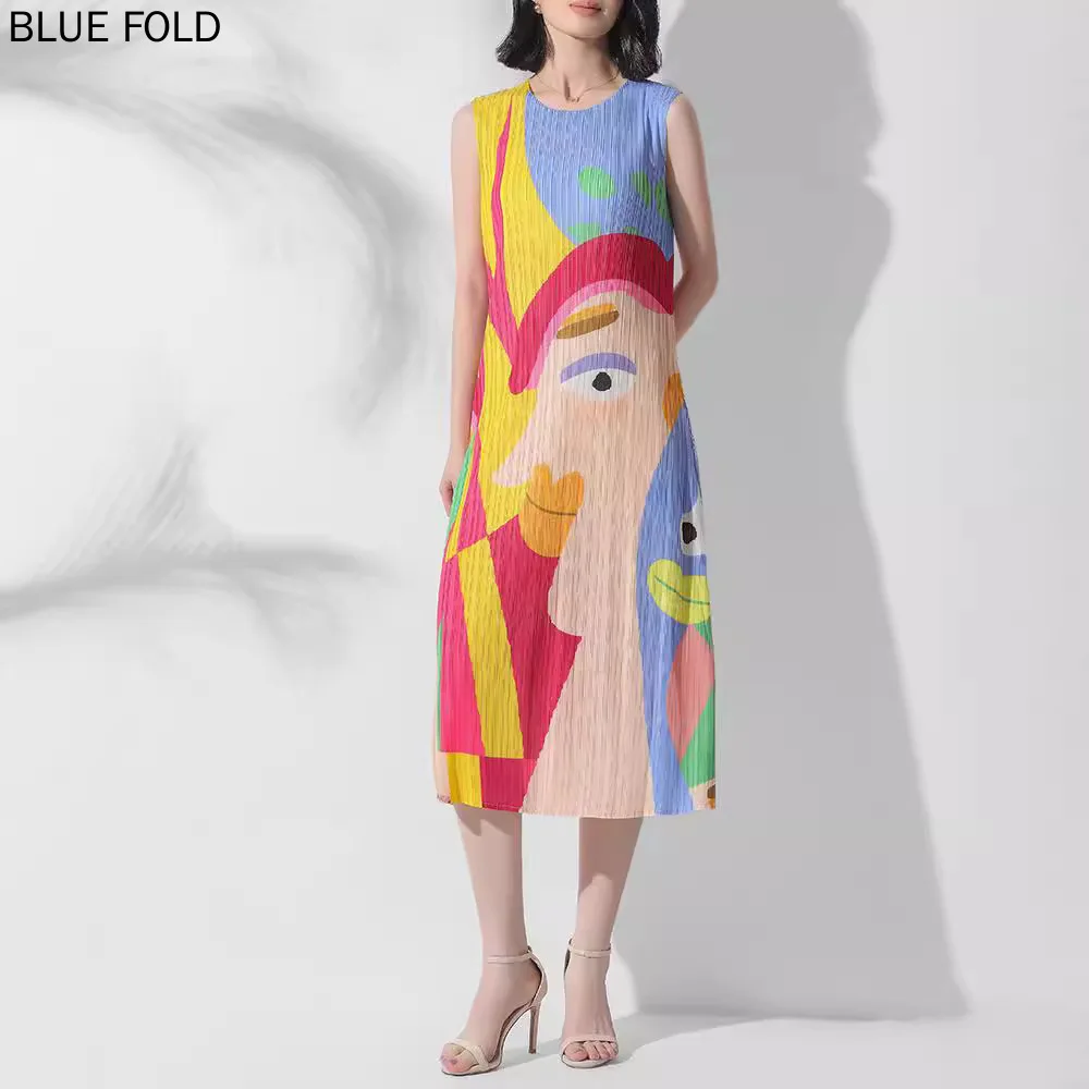 MIYAKE-Женское плиссированное платье без рукавов с пуловер элегантный дизайн