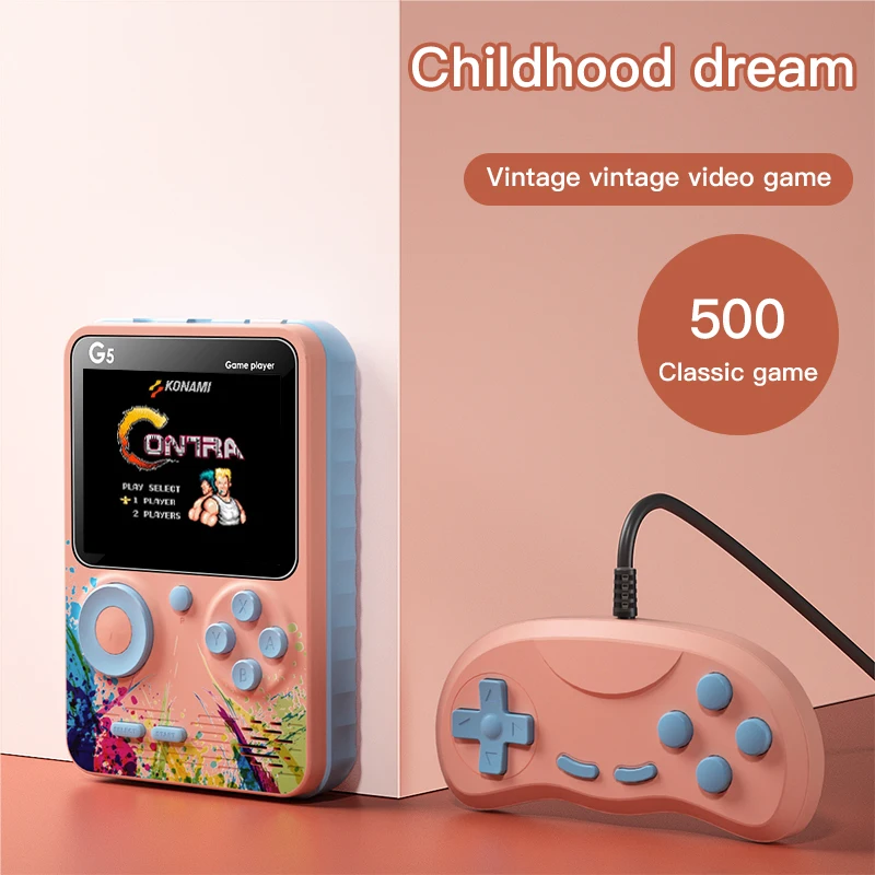 

Video Game Consoles 500 Retro Games in 1 AV Out Two Player Gamepads Rechargeable Battery Portable Game Players for Kids Gift