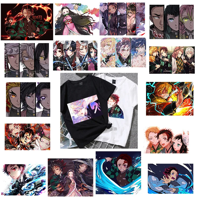 

Japan Anime Demon Slayer heat transfer For Clothing A-level Washable Thermal Transfers Sticker Iron On Clothes T-shirt Applique