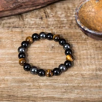 high quality tiger eye stone bracelet natural stonetiger eye hematite black obsidian 8mm stone bracelet handmade diy jewelry