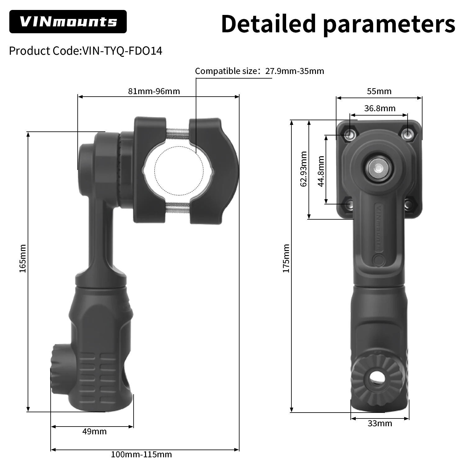 Фото VINmounts 0 °   Крепление для эхолота Perspective Transducer Mount для Garmin LiveScope LVS34/LVS32/LVS62 и Lowrance ActiveTarget AT02, на штангу №5