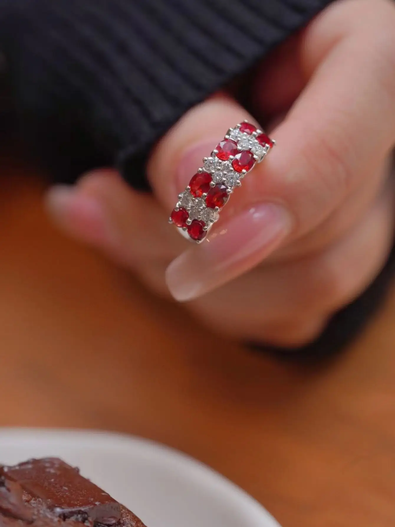 Кольцо Из Стерлингового Серебра 925 Пробы Мозамбик С Кроваво-красным Рубином Для