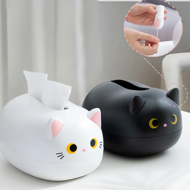 

Коробка для бумажных салфеток с мультяшным котом, настольный держатель для бумаги, настольный органайзер для хранения салфеток, домашнее у...
