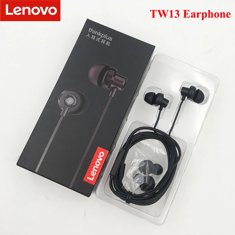 Купи Original Lenovo thinkplus TW13 Wired Earphone Headphones With Microphone 3.5mm Jack Ear Phones Auriculares Fone De Ouvido Black за 299 рублей в магазине AliExpress