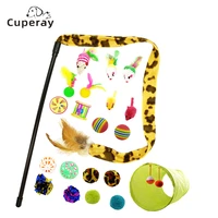 cat channel dog tunnel pet cat toys set pet funny cat combination toy funny cat stick ball interactive pet supplies 21pcsset