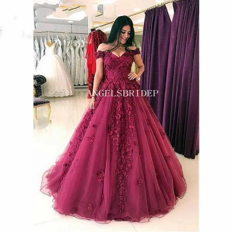 

Элегантные бордовые вечерние платья-трапеции Angelsbridep, официальное платье с 3D цветами и бусинами для женщин, вечерние Халаты на выпускной